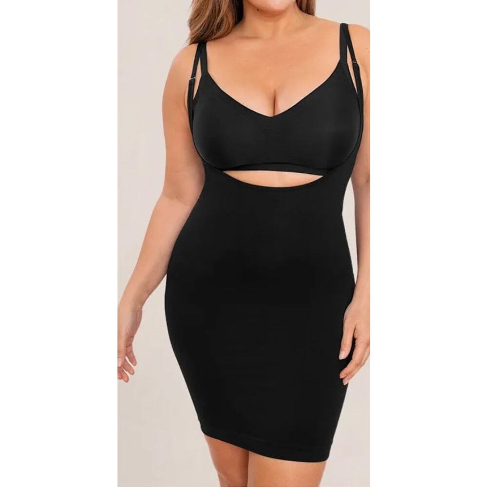 Empetua Open Bust Shaper Adjustable Seamless Compression Black Slip M Medium New